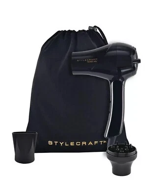 Mini secador de pelo plegable de viaje StyleCraft Peewee 1200 con difusor de boquilla y bolsa Foto 1 de 4