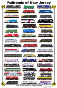 Póster de ferrocarril de Ferrocarriles de Nueva Jersey 11"x17" firmado por Andy Fletcher - Imagen 1 de 1