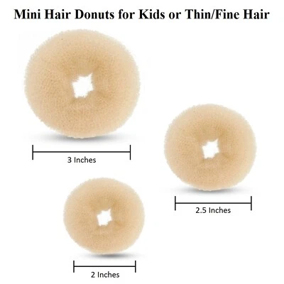 3pcs Mini Kids Hair Donuts Bun Maker Chignon Ballet Dance Sock Bun Beige Blonde - Image 1 of 4
