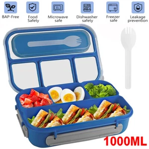 Bento Lunch Box with 4 Compartments Kids Adults Food Container Storage BPA-Free - Picture 1 of 10