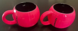 NWT Starbucks Fall 2023 Halloween Neon Pink Pumpkin Ceramic Mug Coffee Cup SET - Picture 1 of 3