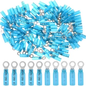 200pcs Blue #10 Eyelet Ring Terminals Heat Shrink Wire Crimp Connectors 16-14AWG - Picture 1 of 6