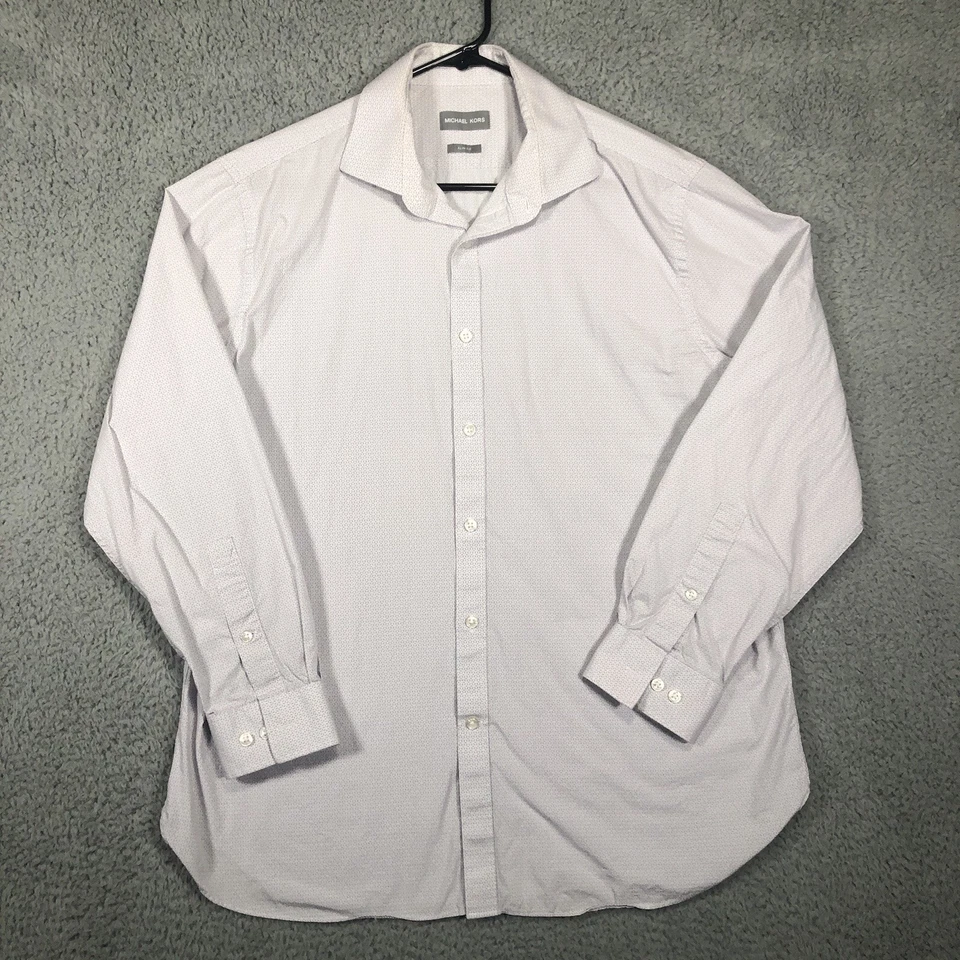 Camisa Michael Kors Para Hombre Calce Ajustado Blanca Manga Larga Abotonada 16(32/33) Grande Foto 1 de 4