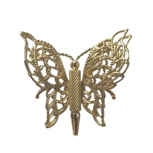 Monet gold-tone filigree butterfly design brooch, 1.5" x 1.5" - Picture 1 of 5