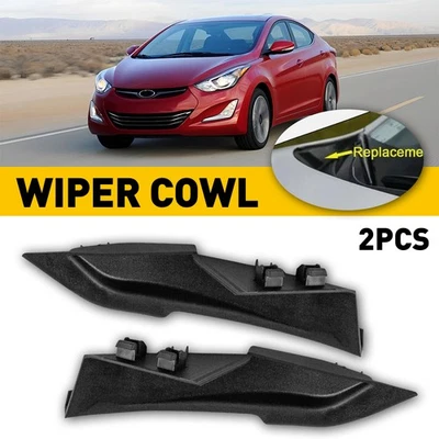 Fit For 2011-2016 Hyundai Elantra Front Wiper Side Cowl Extension Cover Trim 2x - Image 1 of 4
