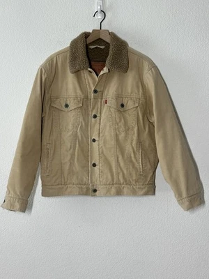 Chaqueta Levi Strauss Para Hombres Medio Tostado Pana Sherpa Forrada Camionero Abrigo Distress Foto 1 de 4