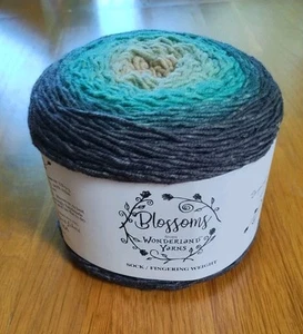 Blossoms from Wonderland Yarns Sock/ Fingering 475 yds LICHEN-Gray Blue Beige - Picture 1 of 3