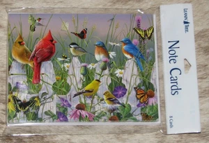 LEANIN TREE "Beautiful Birds, Butterflies on Fence"~Pack of 8 Notecards #35748~ - Picture 1 of 3