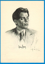 1947 Soviet Russian card portrait of novelist and playwright Leonid Leonov