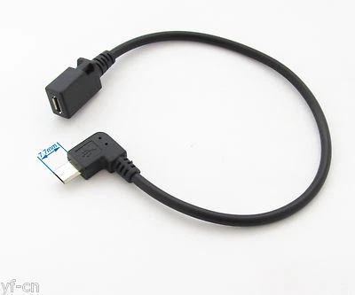 1pc 1ft/30cm Micro 5pin USB Male To Female Right Angle data and charge Cable - Image 1 of 3
