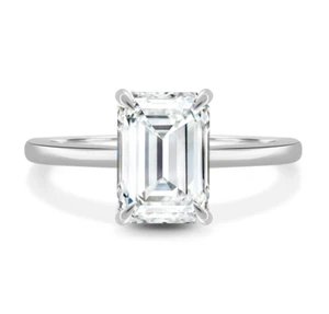 Anillo de Navidad 1,60 quilates IGI GIA HRD diamante esmeralda creado en laboratorio oro blanco de 14 k - Imagen 1 de 8