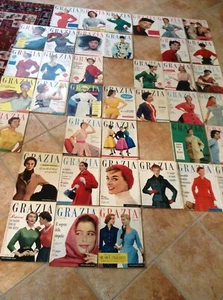 GRAZIA COLLEZIONE ANNATA 1954 QUASI COMPLETA RIVISTA MODA FASHION VINTAGE - Picture 1 of 6