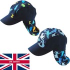 Boys Dinosaur Sharks Sun Hat Legionnaire Cap Peak Summer Holiday Cotton 3-6 yrs