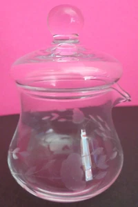 Coperchio barattolo condimento vetro trasparente inciso Princess House Heritage vintage 4 1/4" W15 - Foto 1 di 7
