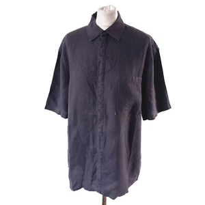 Nicole Farhi Men's Charcoal Grey 100% Linen Collared Short Sleeve Shirt Medium M - Picture 1 of 10