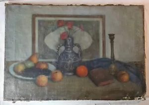 Grand tableau signé"KVAPIL" Huile 56cm x 82cm. "Nature-morte aux fruits". - Zdjęcie 1 z 7