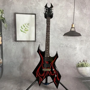 Guitarra Eléctrica Roja Negra Forma Especial Warlock Extremo Cuerpo Sólido Pastillas H-H - Imagen 1 de 7
