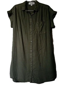 Cloth and Stone Anthropologie Tunic Shirt Olive Green TENCEL LYOCELL Dress M new - Picture 1 of 3