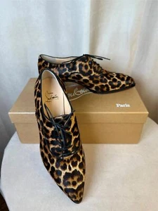 ZAPATOS OXFORD PLANOS CHRISTIAN LOUBOUTIN ZAZOU PELO DE PONY PUNTIAGUDO LEOPARDO TALLA 38 - Imagen 1 de 16