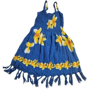Little Girl's Flower Print Form Fitting Top Dress with Tassel Detail Hem, XL - Picture 1 of 6
