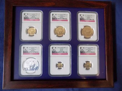 2012 CHINA ~2 OZ GOLD 1 OZ SILVER PANDA 6 COINS SET NGC MS 70 EARLY RELEASE BOX - Image 1 of 4