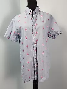 Ricky Singh Denim & Flower Herren Baumwolle Button Down Flamingo Hemd Medium - Bild 1 von 10