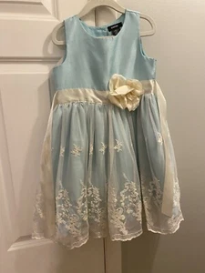 Zuni’s Girls Baby Blue Ivory Dressy Dress Lace Overlay Party Wedding Shower S 6 - Picture 1 of 6