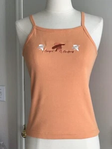 Fitted Spaghetti Strap Tank Top Stretchy 100% Cotton Fits like Small sz M - Picture 1 of 14