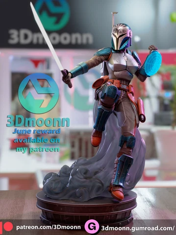 Bo Katan Kryze 3d printed model -  3D figure - Fan Art Diorama - 1/6 1/10 scale Cover