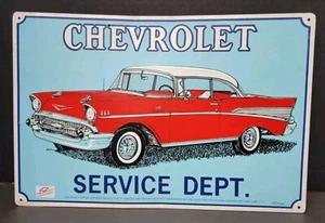 Departamento de Servicio Chevrolet con letrero de metal Bel Air-garaje/hombre cueva metal signo 17,5x12 - Imagen 1 de 2