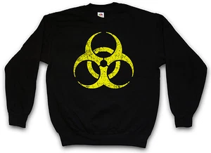 SCHWARZ BIOHAZARD VINTAGE SYMBOL SWEATSHIRT PULLOVER - Goth TBBT Cyber - Bild 1 von 2