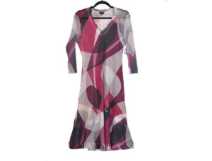 NUEVO SIN ETIQUETAS Vestido Midi Multicolor Komarov Cuello en V Charmeuse Talla L - Imagen 1 de 1