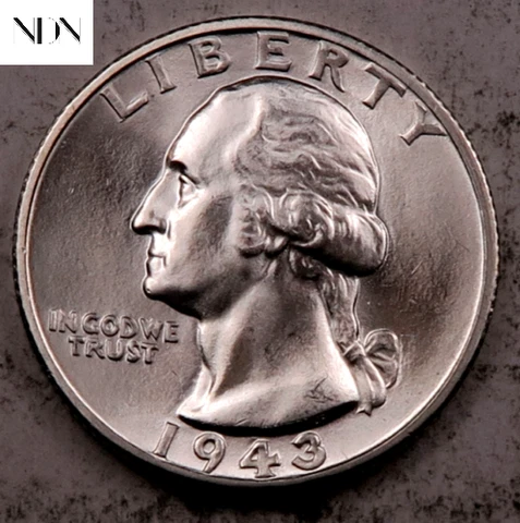 1943 Washington Quarter - Gem BU - 90% Silver Cover