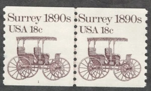 US. 1907. 18c. Surrey 1890s. Coil Line Pair & Pl#1. MNH 1981 - Picture 1 of 2