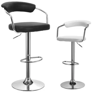New PU PVC Leather Bar Stool Kitchen Chair Gas Lift swivel Black White - Picture 1 of 3
