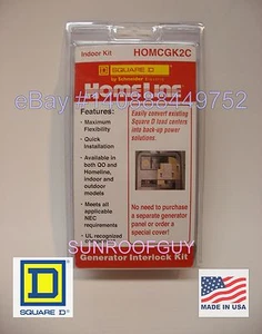 Kit de enclavamiento de generador interior centro de carga cuadrado D (HOMCGK2C) - NUEVO - Imagen 1 de 5
