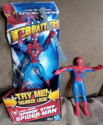 Marvel Amazing Spiderman Web Battlers Spinnin' Staff 6"" n 1989 Just Toys BENDY Foto 1 de 4