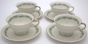 Eschenbach Bavaria Baronet Augusta Teacup & Saucer Set of 4 Gold Trim Germany - Picture 1 of 22