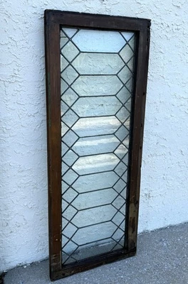 Antique Leaded Glass Transom Window (21" x 52") - Image 1 of 4