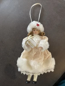 7” Porcelain Collectible Ornament Posable Vintage Blond doll Christmas G26b - Picture 1 of 10