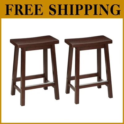 Contemporary Walnut Counter Stools - Easy Assembly, Set of 2 - Image 1 of 4