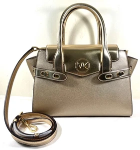 MICHAEL KORS CARMEN GOLD SAFFIANO LEATHER Medium SATCHEL SHOULDER BAG - Picture 1 of 12