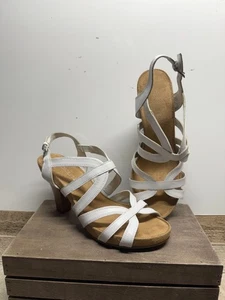 Aerosoles Platform Open Toe Sandals -White Leather-Size 9-Fast Ship - Picture 1 of 10