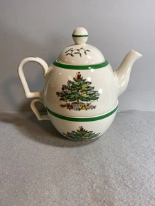 Spode Christmas Tree Individual Stacking Teapot with Lid and Cup - Picture 1 of 8