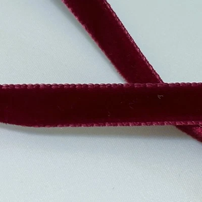 Velvet Ribbon Wine Red Plush Vintage 3/8" Single Sided 10 yds - Image 1 of 2