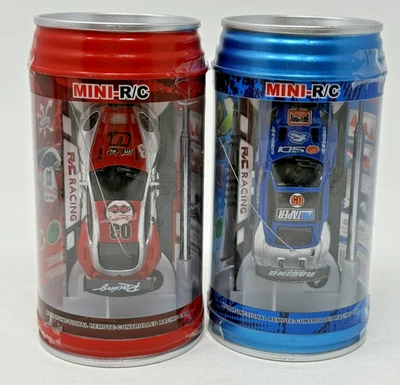2PACK Mini RC Car in a Can with Charger & Remote, 1 Blue & 1 Red Car Racers - Image 1 of 4