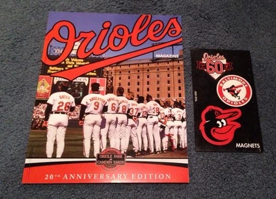 Baltimore Orioles Camden 20th Anniv Program + 2014 60th Anniversary Magnets SGA - Image 1 of 2