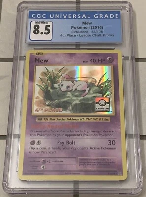 Pokemon CGC 8.5 NM/MINT+ Mew 53/108 League Challenge 4th Place Holofoil 2016 PSA - Image 1 of 2