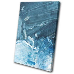 Blue Paint Ocean Sea Abstract SINGLE CANVAS WALL ART Picture Print - Picture 1 of 1