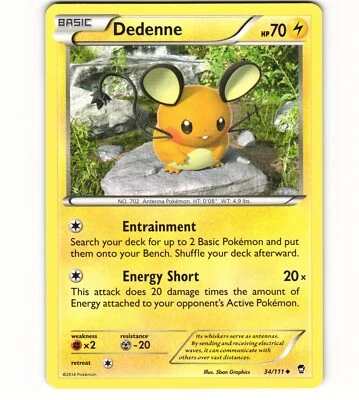 2014 Near Mint Pokémon 34/111	Dedenne Furious Fists Battle Arena Deck English - Image 1 of 2